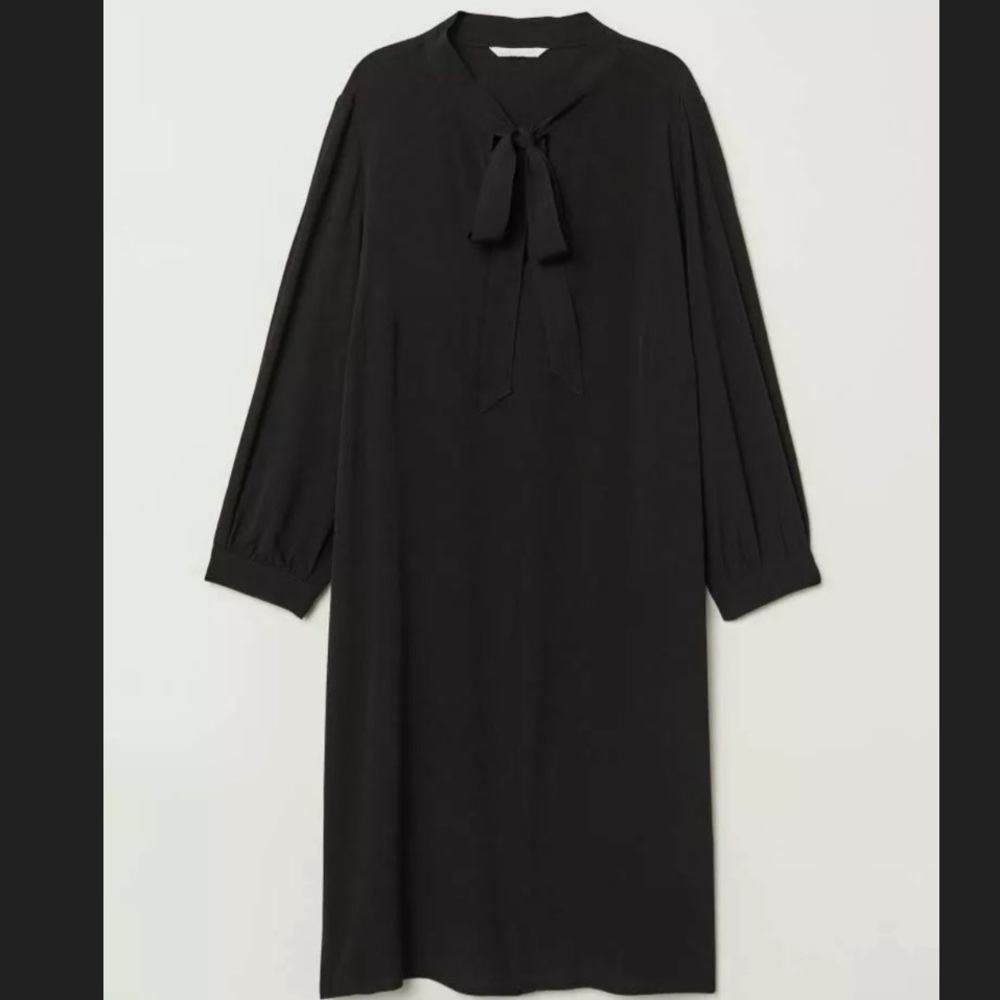 H&M‎ Mama Tie-front Tunic Black Dress Size Small